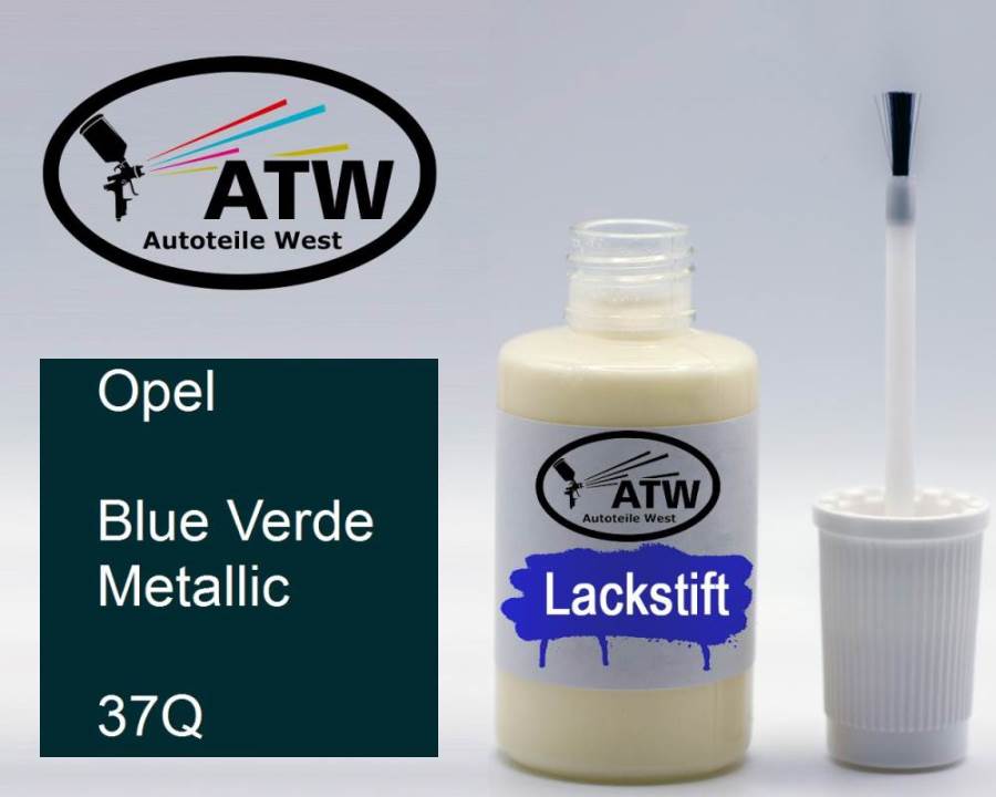 Opel, Blue Verde Metallic, 37Q: 20ml Lackstift, von ATW Autoteile West.